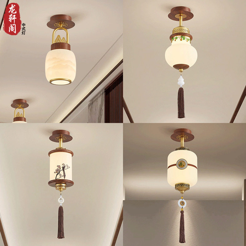 新中式楼梯长吊灯复式楼别墅旋转楼梯间吊灯中国风餐厅吧台灯具