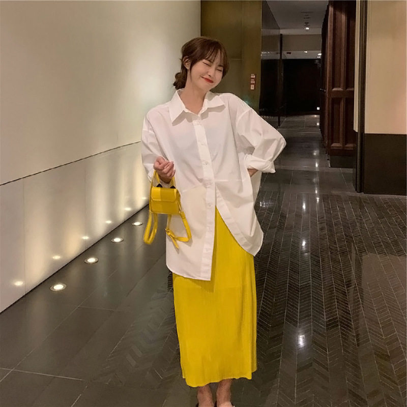 2025夏季新款薄款纯色防晒宽松衬衫女韩版百搭中长款空调衫外套图片