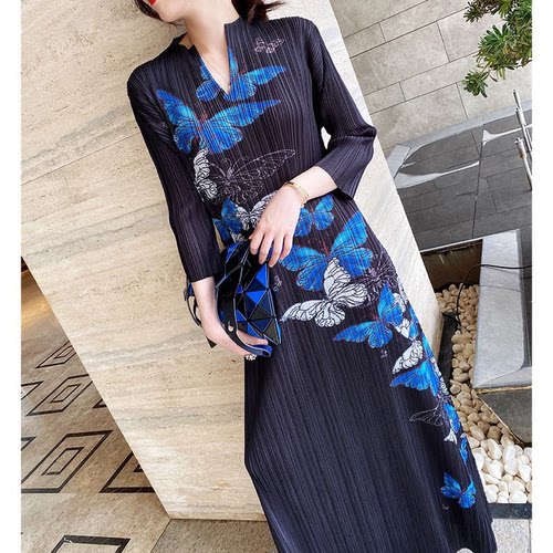 宅褶皱长裙2025春季大码气质裙子设计感小众法式显瘦超仙连三 021