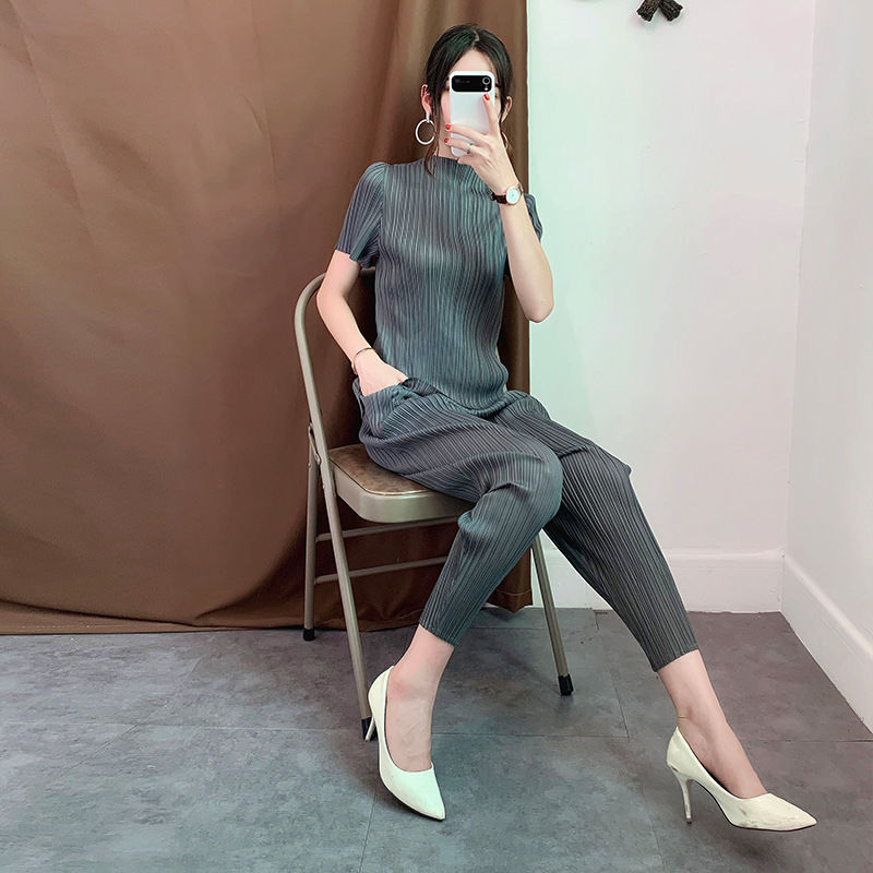 哈伦裤女3宅褶皱裤子春秋遮肉显瘦大码胖MM高级灰萝卜小脚裤 016