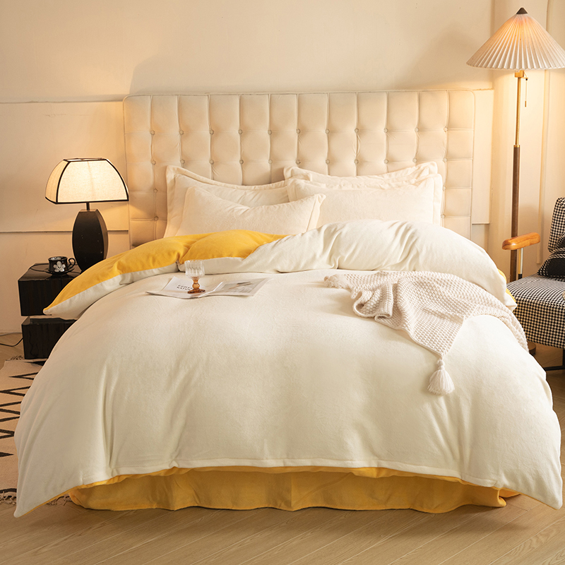 牛奶绒简约纯色被套四件套可定制