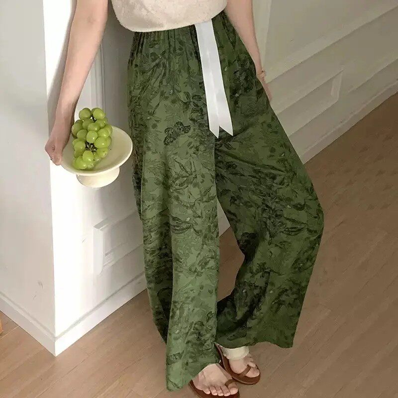 棉绸裤女外穿大码宽松慵懒风外穿遛弯神裤阔腿高腰加长防蚊裤成人