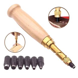 自動(dòng)皮帶沖可換式 6件套皮帶沖 DIY皮革打孔器旋轉(zhuǎn)沖 多頭皮帶沖
