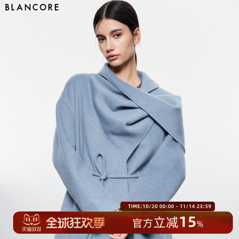 【BLANCORE设计师品牌】冬季新款设计感羊毛大衣女连衣裙套装