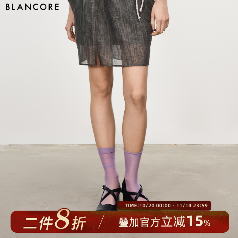 BLANCORE交叉绑带方底玛丽珍鞋