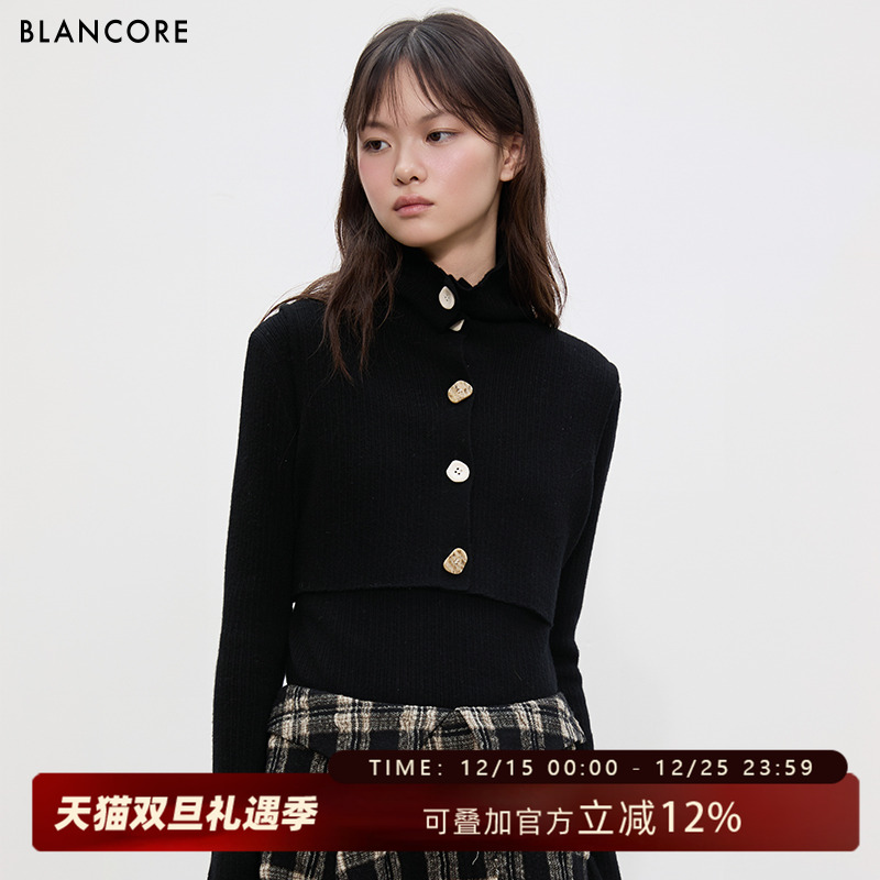 BLANCORE山羊绒羊毛高领毛衣