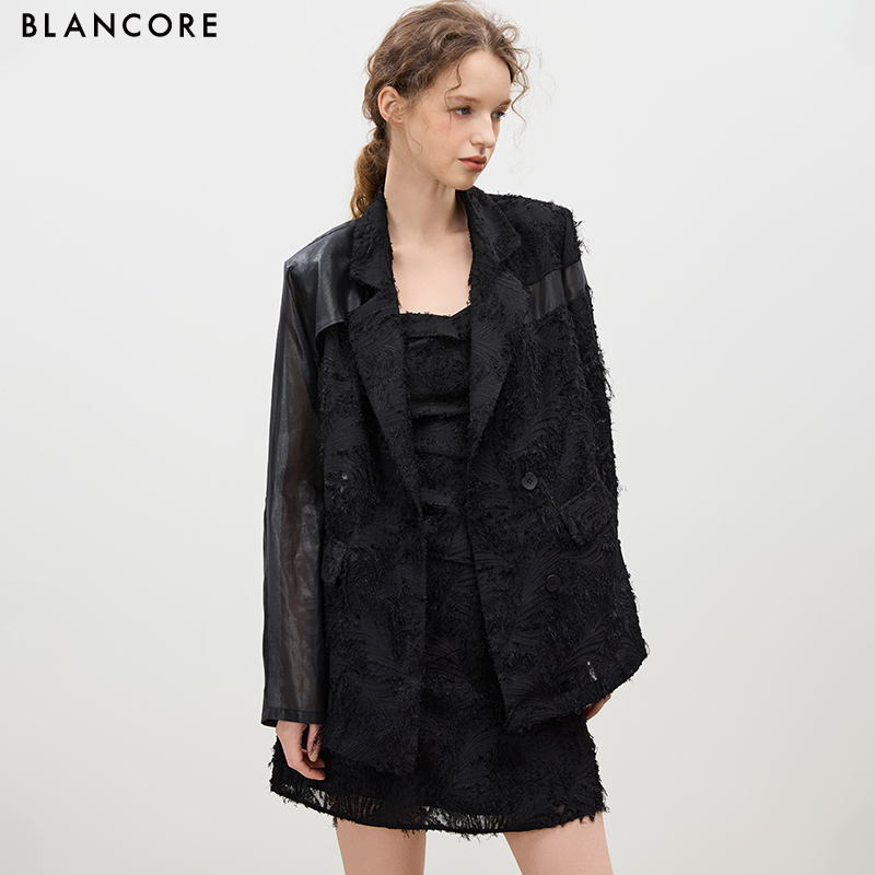 BLANCORE拼纱廓形西装外套