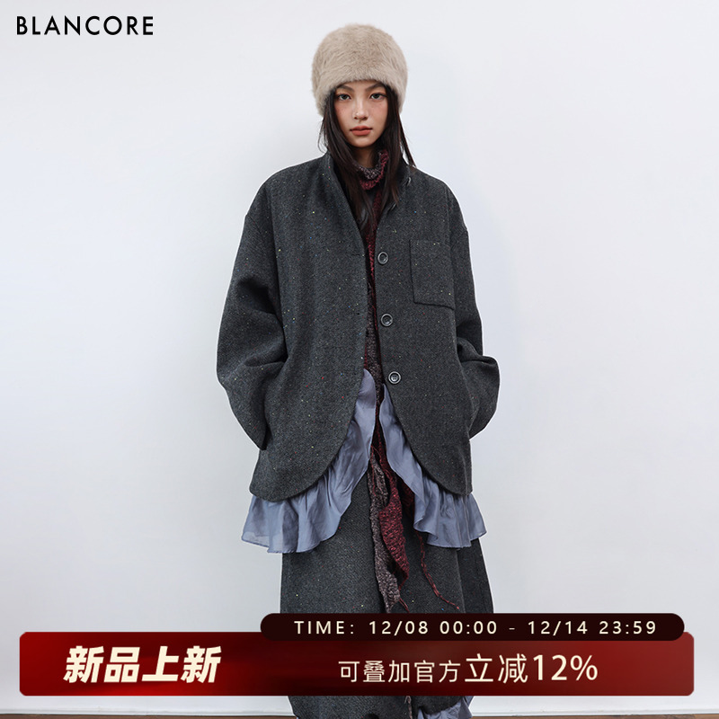 BLANCORE可拆卸花边中长款羽绒服