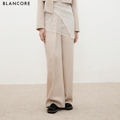 BLANCORE蕾丝屁帘阔腿西装长裤
