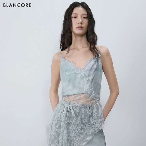 BLANCOREV领蕾丝拼接吊带上衣