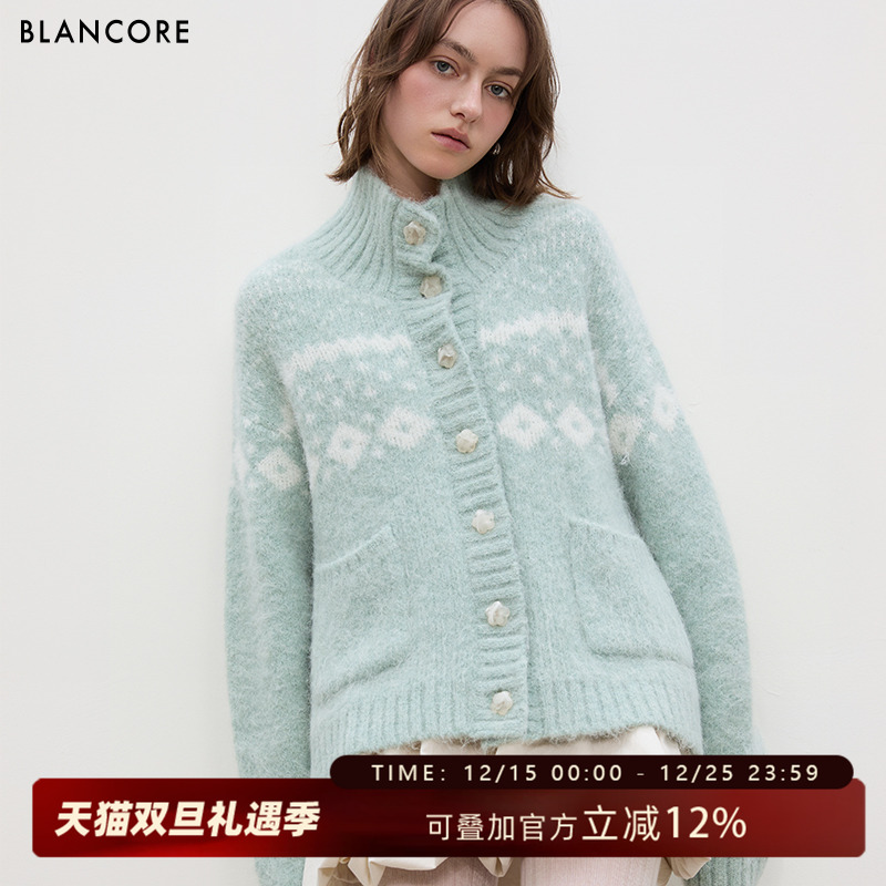 BLANCORE感费尔岛羊驼毛毛衣外套