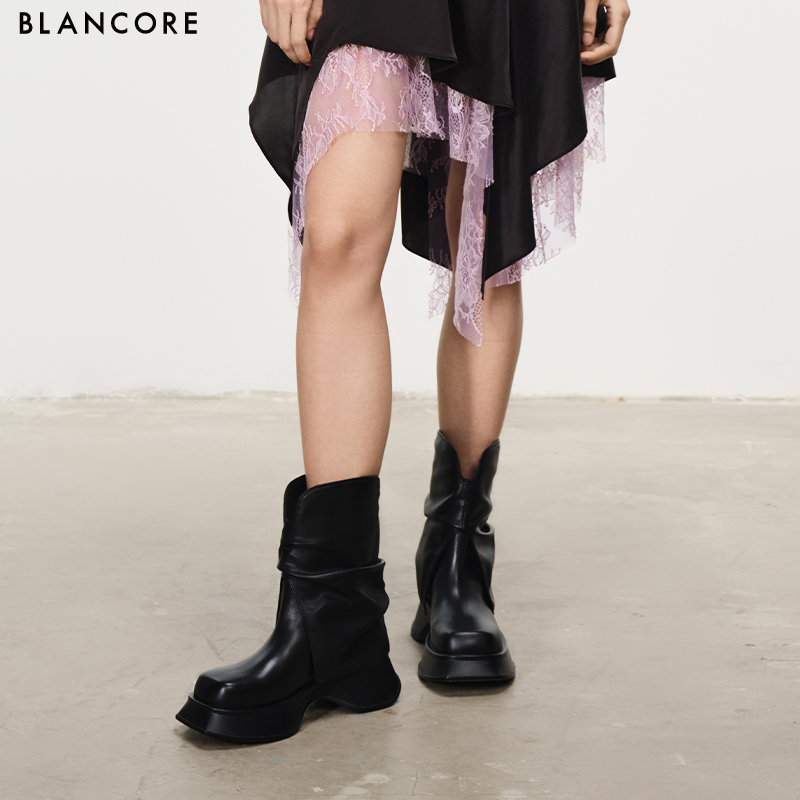 BLANCORE手工捏褶腿套短靴