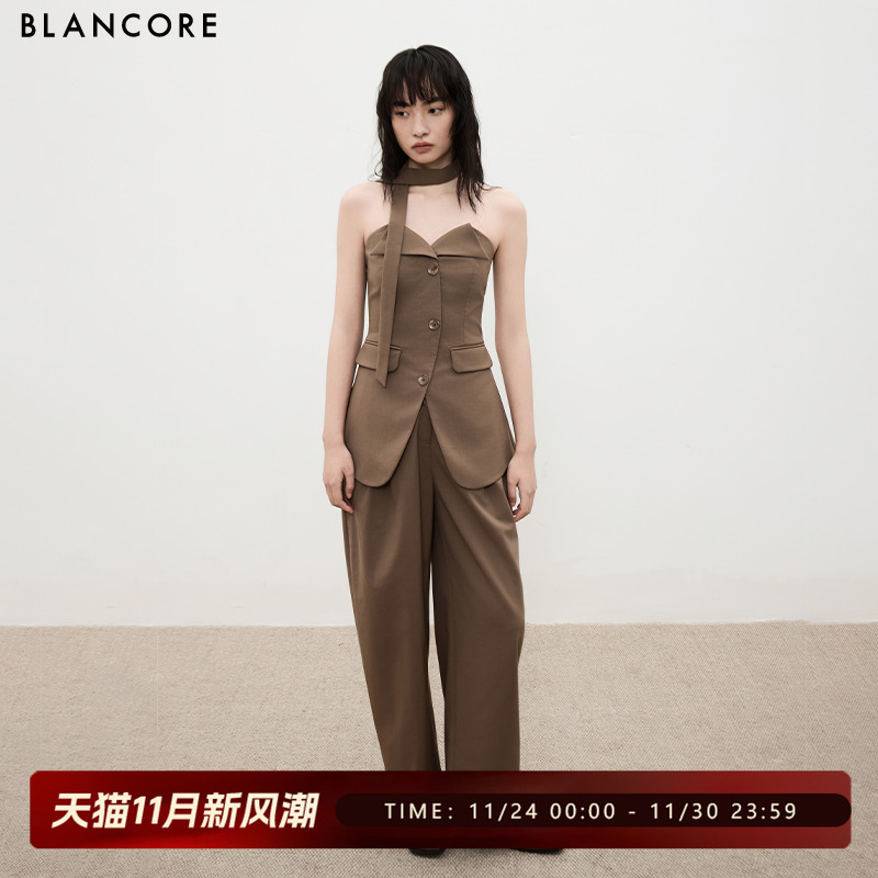 BLANCORE老钱风阔腿西装长裤