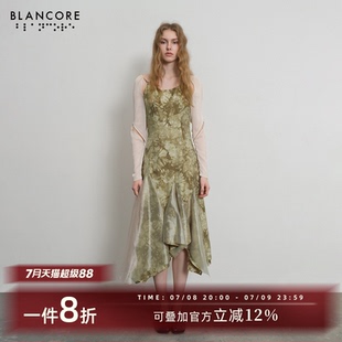 不规则下摆扎染国风连衣裙 设计师品牌BLANCORE 2024春夏新品