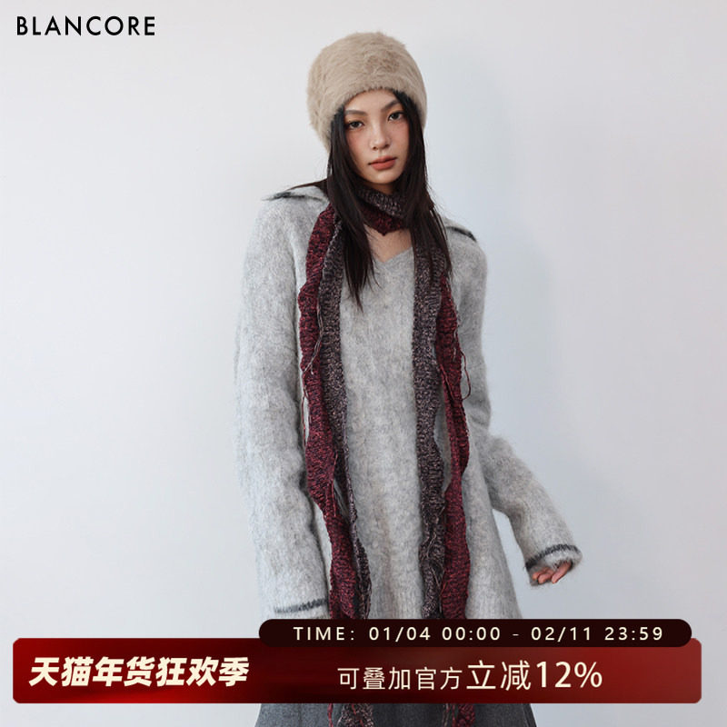 【设计师品牌BLANCORE】2025冬季新品慵懒风羊驼毛羊毛外套毛衣,女装/女士精品,毛衣,淘宝优惠券,粉丝福利购,淘宝优惠卷