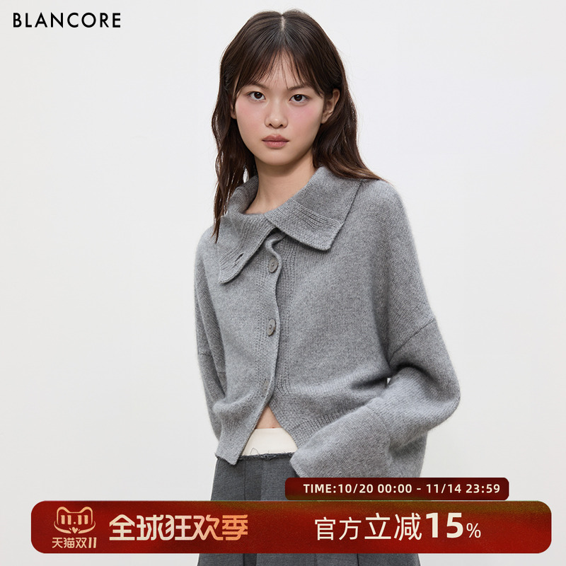 BLANCORE浣熊绒兔毛高腰针织毛衣