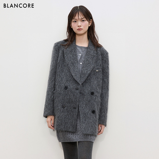 设计师品牌BLANCORE 羊驼毛气质西装 2025冬季 中长款 大衣 新品