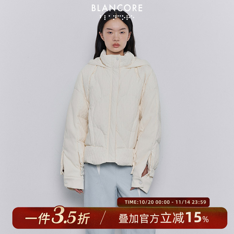 BLANCORE连帽加厚外套拼接羽绒服