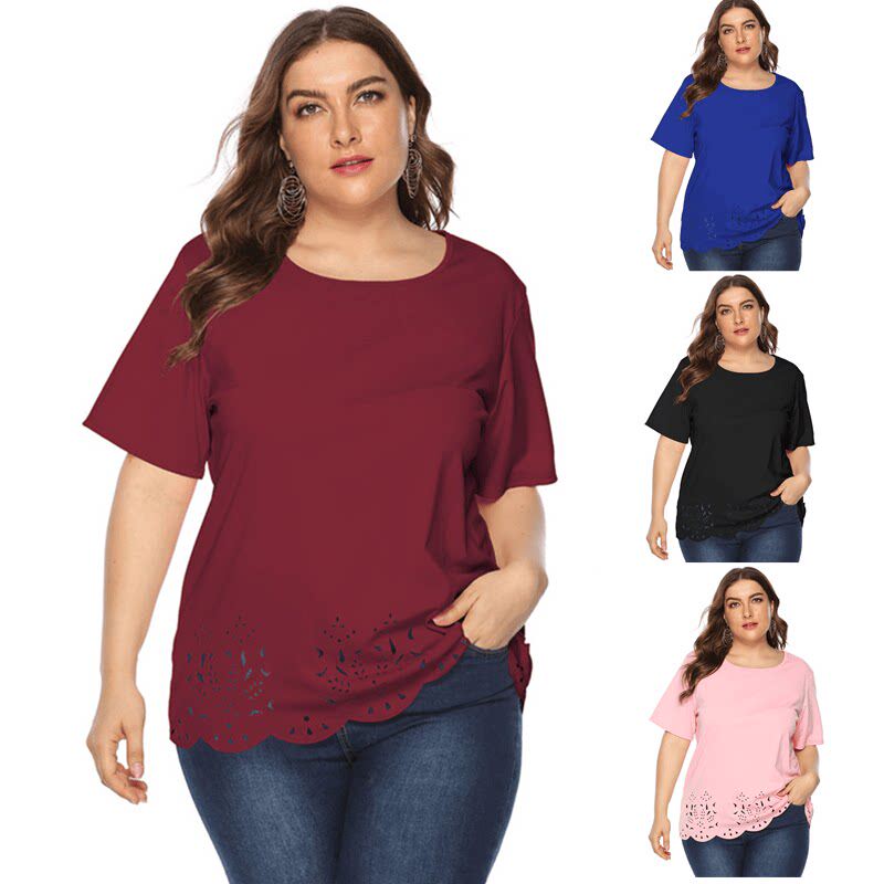 Plus size summer women's T-shirt big size lady tops大码上衣T