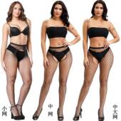Sexy Elastic Fishnet Women Nylon Crotchless Long Stockings