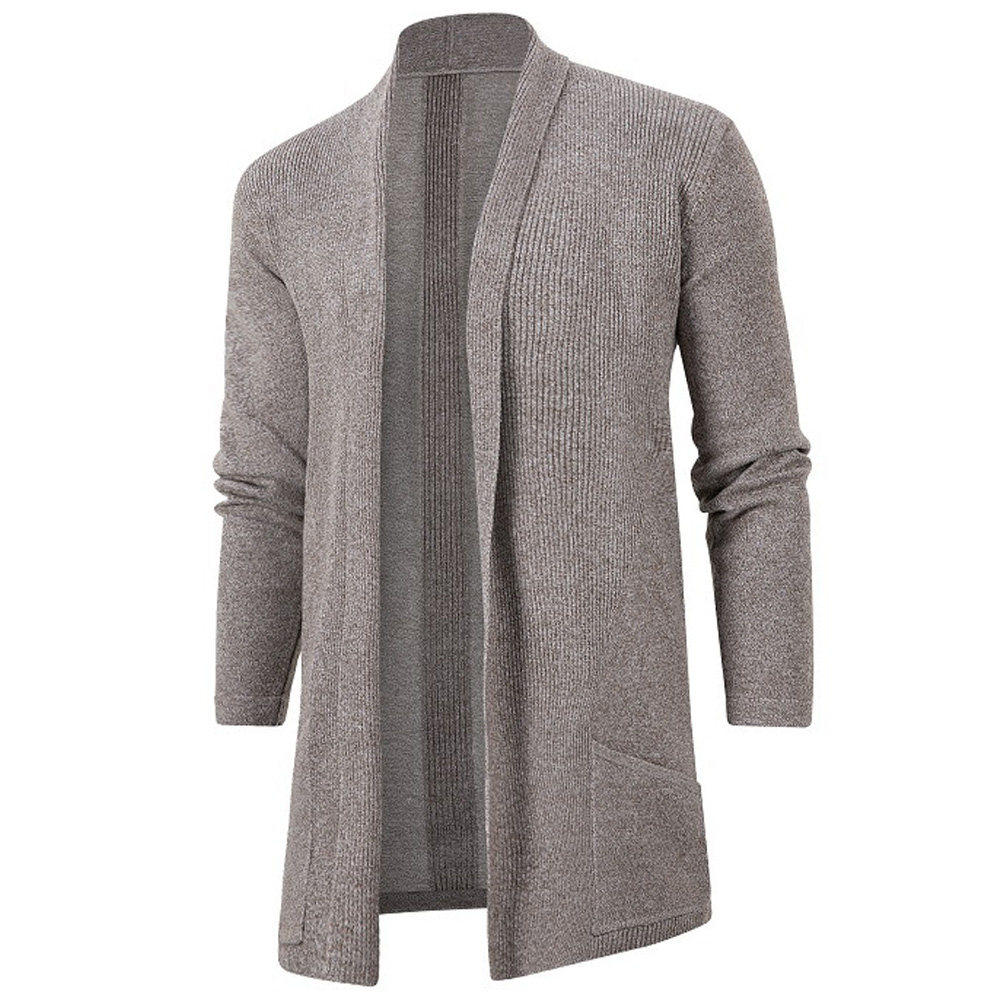 男中长款针织风衣大码开衫Men's Casual Sweater Cardigan Coats
