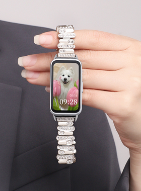 适用华为手环10/9/8表带金属链新款band7擎云HA580替换表带荣耀手环10/9腕带智能运动八九代高级感手腕带女生