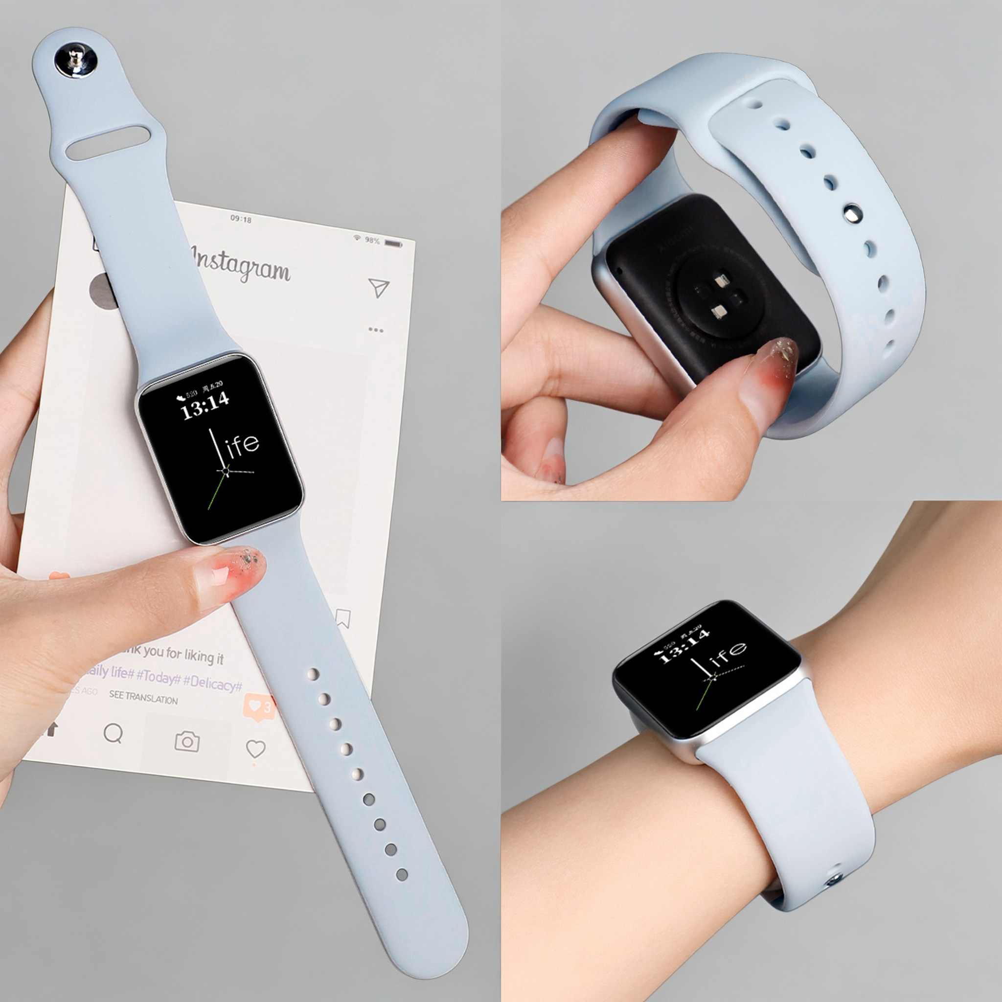 适用小米10Pro表带9Pro新款硅胶反扣腕带XIAOMI手环10Pro运动表链男女高级时尚可爱糖果色简约纯色替换带配件