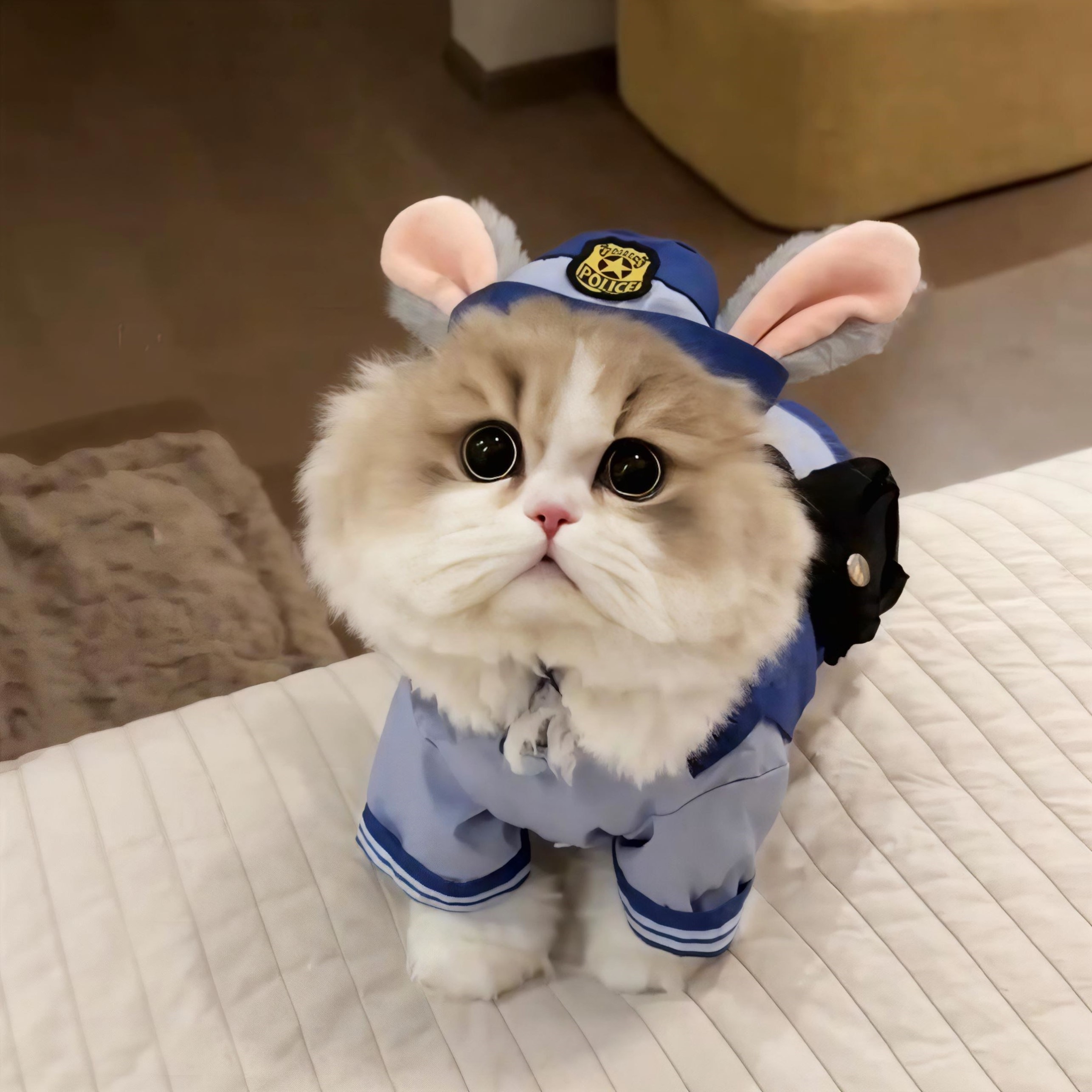 兔子警长猫咪衣服A可爱变身装四季cos衬衫长耳朵兔子帽子拍照道具