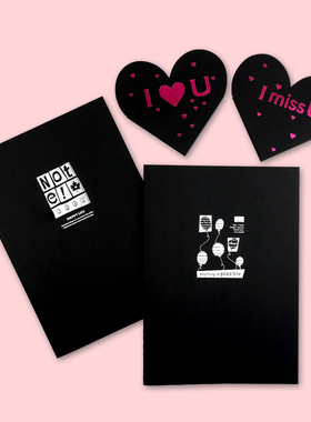 黑色卡纸封面黑纸内页b5车线软抄笔记本a5横线页无格本48k心形便条本