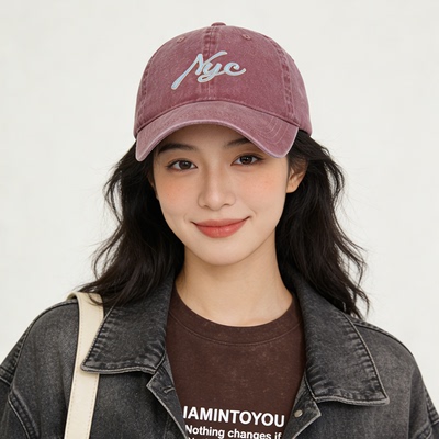 复古字母刺绣棒球帽女春夏鸭舌帽