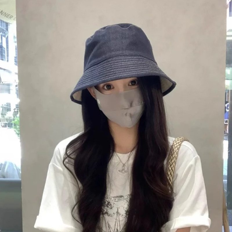 双面戴牛仔渔夫帽女春夏韩版百搭显脸小遮阳帽文艺遮脸防晒盆帽子