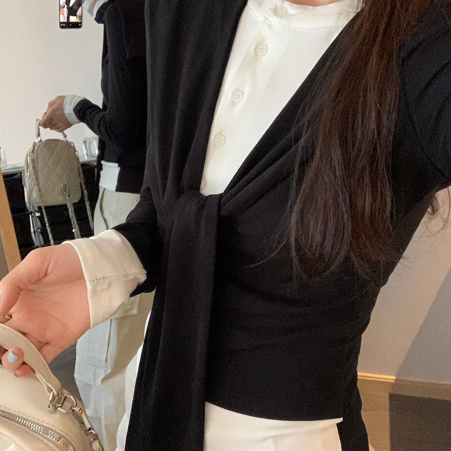 莫代尔棉假两件套长袖T恤女