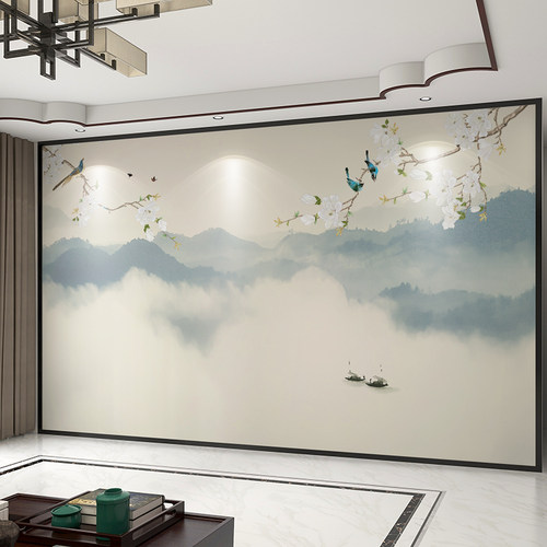 3D花鸟背景墙壁布【全国上门贴】