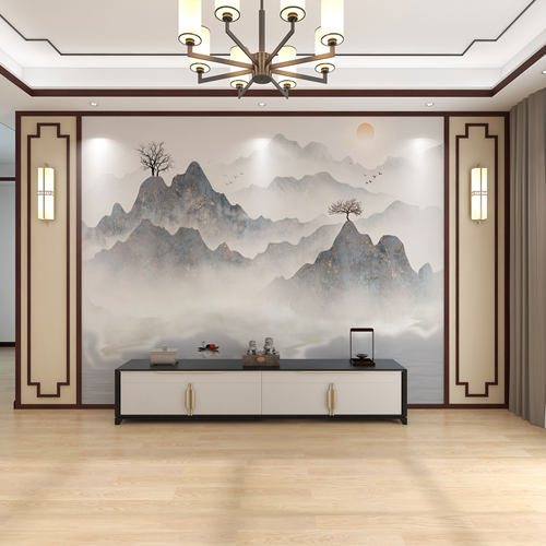 水墨背景墙壁画【全国上门安装】