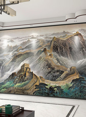 墙纸定制3d立体中式万里长城电视背景墙壁纸客厅壁布装饰墙布壁画