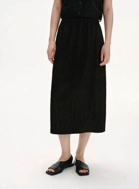 倪妮同款法式褶皱白色半身裙直播女2025夏季新款开叉裙子D2264