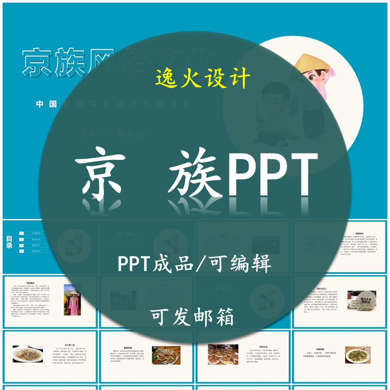 京族风俗文化PPT 民族风俗习惯服饰文化美食模板成品可编辑 - 实物图