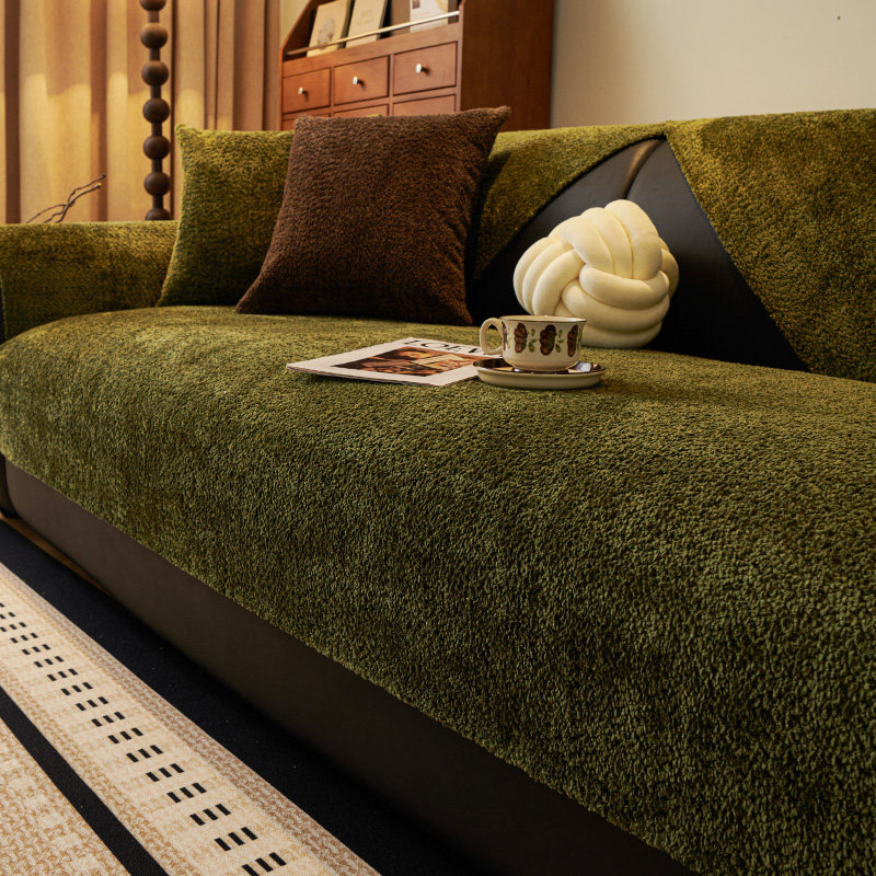 沙发垫冬季毛绒防滑中古风墨绿复古高级感直排沙发坐垫沙发套罩巾,居家布艺,沙发垫,淘宝优惠券,粉丝福利购,淘宝优惠卷