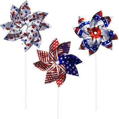 15 Pieces Fourth of July Patriotic Pinwheels Stars and Strip