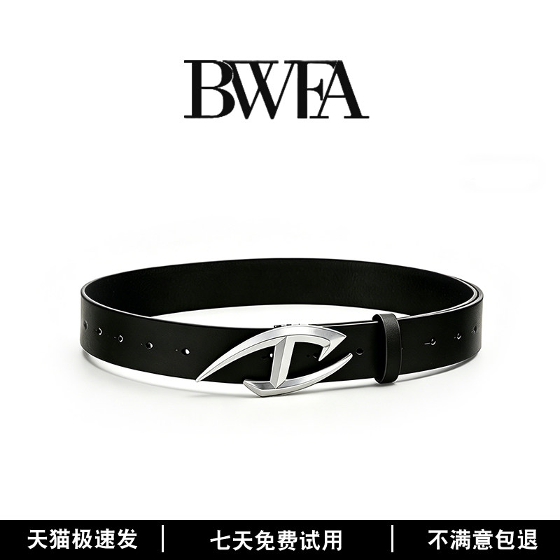 BWFA新款未来感小众腰带男女潮百搭设计感牛仔裤朋克金属logo皮带