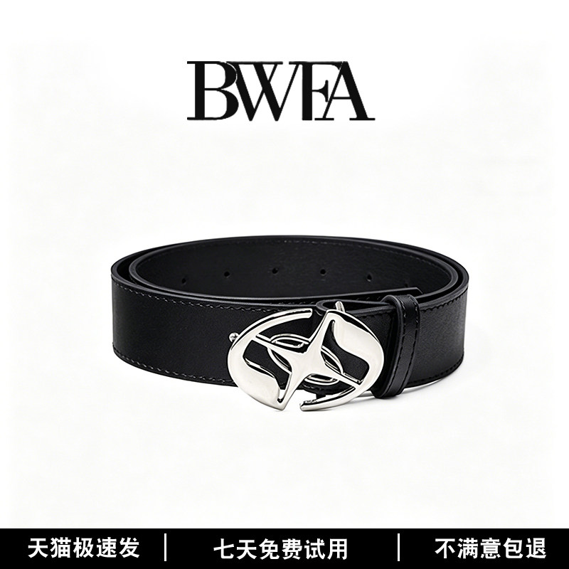 复古黑色腰带潮酷金属扣头图片