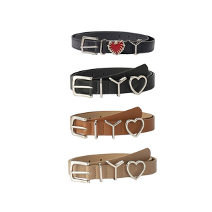 红色爱心皮带甜酷腰带小众Y字母牛仔裤带杨m同款女潮流金属细腰带