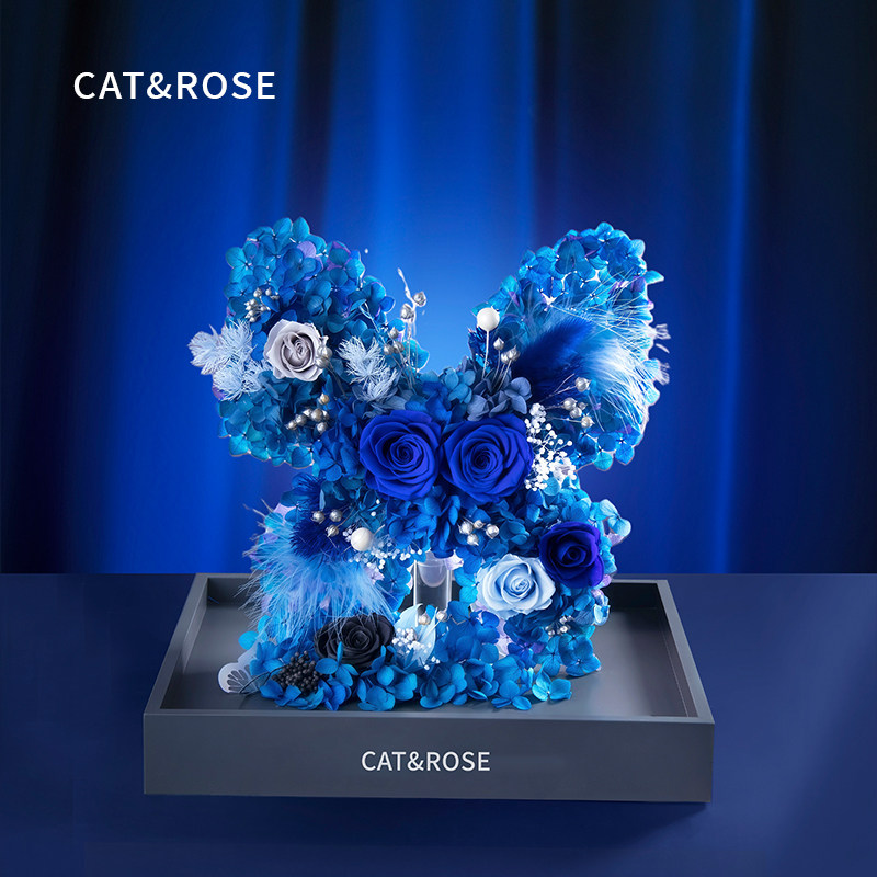 CATROSE永生花蝴蝶真花摆件