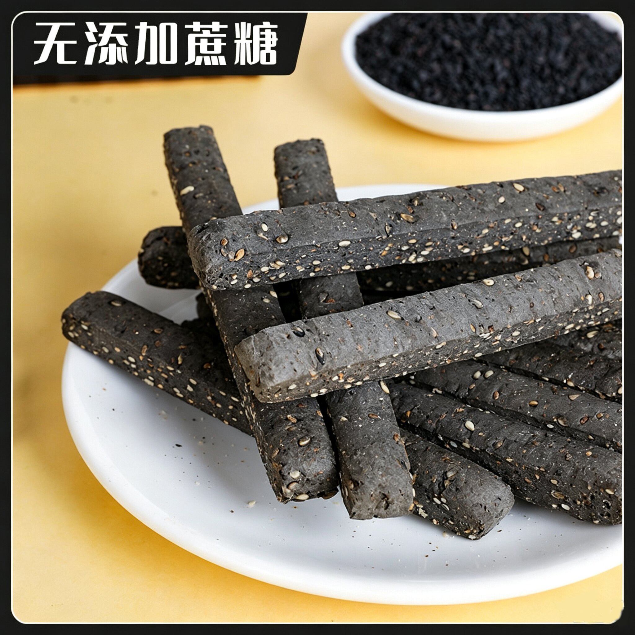 糖尿人专用控无蔗糖五黑磨牙棒全麦棒低脂芝麻粗粮代餐饱腹主食品
