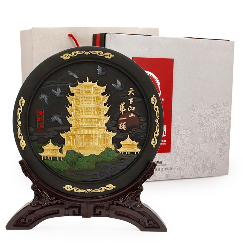 武汉特色a纪念品炭雕风景名胜定制礼品送客户地方文化