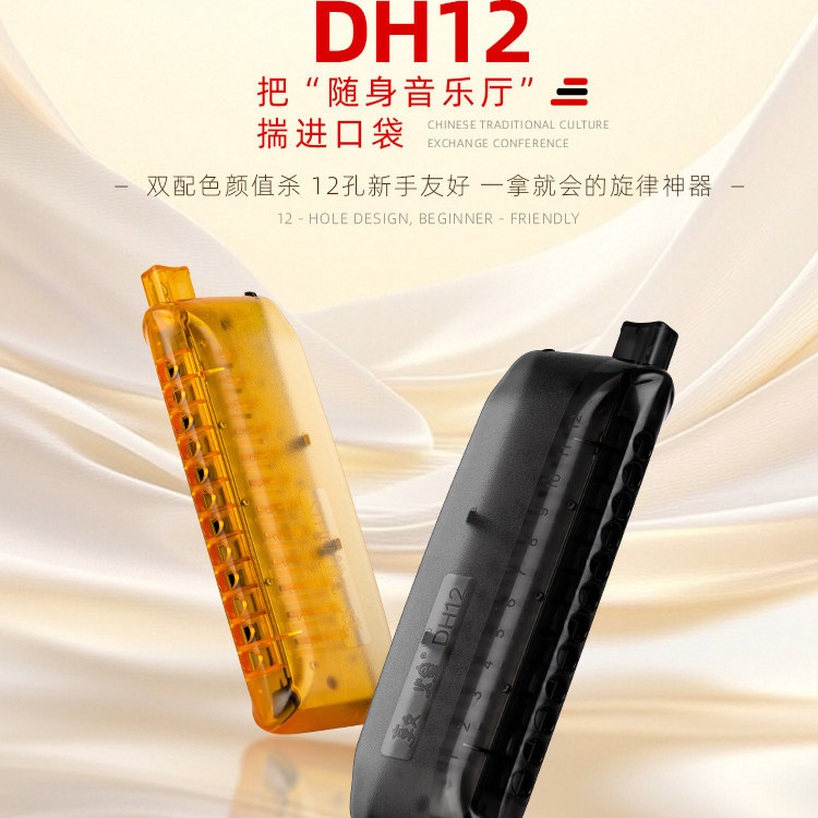 敦煌口琴一体式可拆卸半音阶DH12快拆式口琴专业演奏级12孔48音