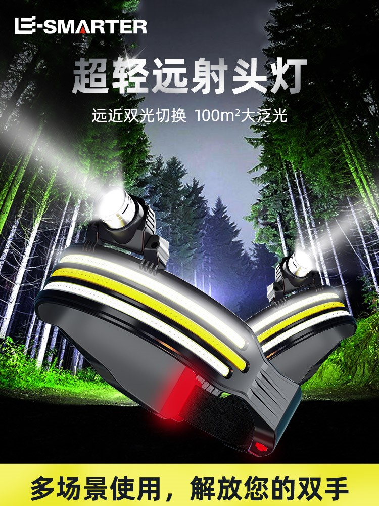 头灯强光超亮充电续航超长钓鱼专用夜钓赶海头戴式照明灯2023新款