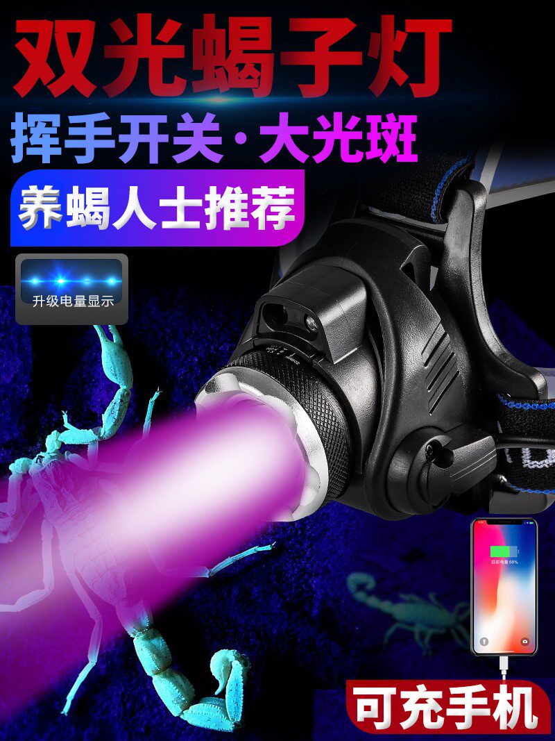 蝎子头灯强光充电超亮感应户外头戴式照明灯钓鱼专用夜钓超长续航
