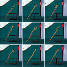 中国风绿檀木发簪短款女古风日常盘发木簪子高级感新中式现代简约