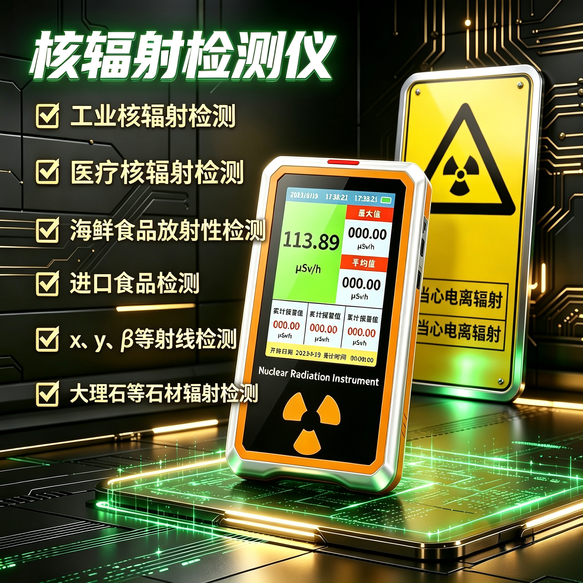 智能核辐射检测仪家用海鲜放射性碘131个人剂量报警仪盖革计数器